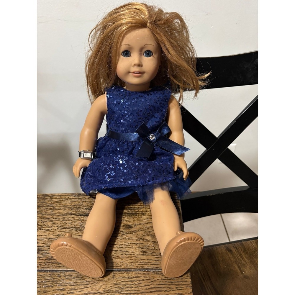 American girl doll 2014 blonde hair blue eyes with holiday dress